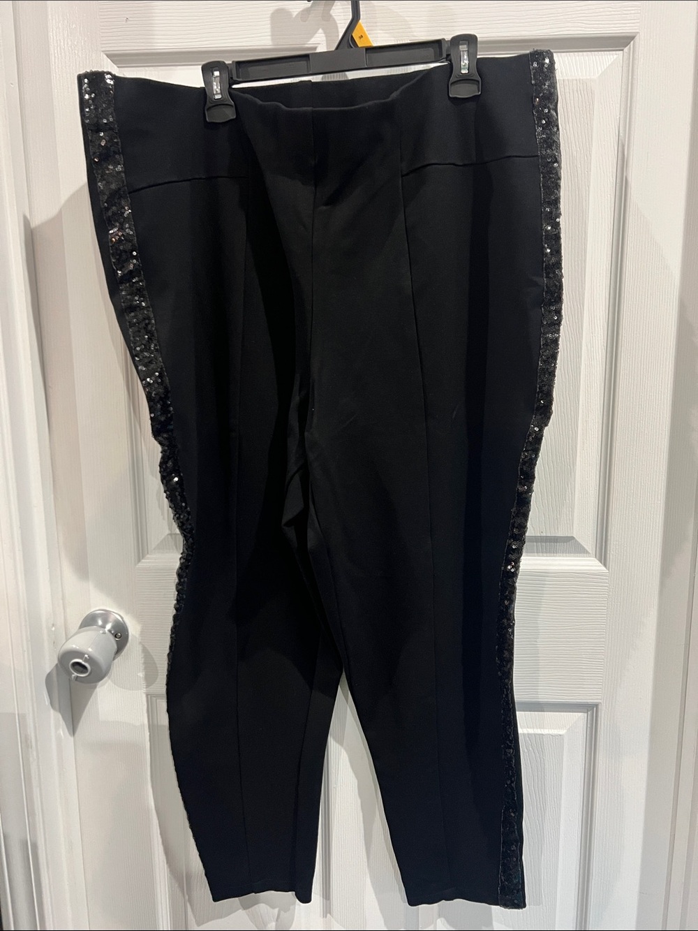 Cato Black Ankle Pants with Sequin Side Trim